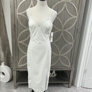 Calvin Klein White Sleeveless faux leather Dress